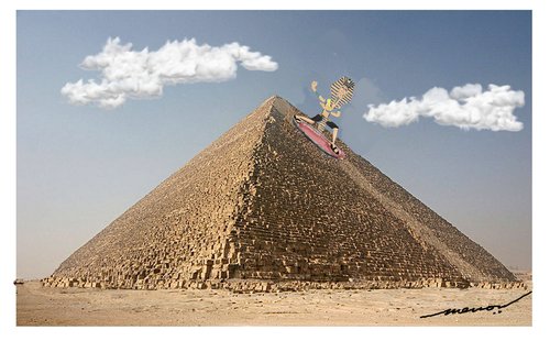 Cartoon: Playful pharaoh (medium) by kar2nist tagged pharaoh,pyramid,skate,boarding,civil,engineering,structure