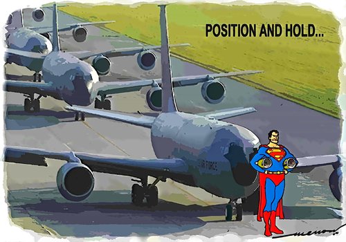 Cartoon: position and hold (medium) by kar2nist tagged aircraft,tarmac,superman,at