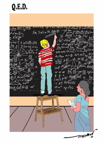 Cartoon: Q.E.D (medium) by kar2nist tagged maths,equationsm,classroom,proof,kid,teacher
