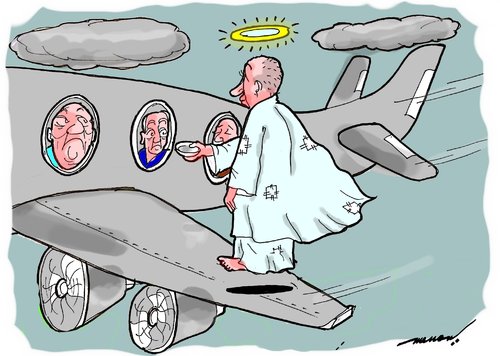 Cartoon: sky begging (medium) by kar2nist tagged begging,deadmen,sky,airplane