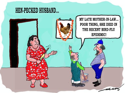 Cartoon: Solace in sharing woes (medium) by kar2nist tagged hen,henpecked,family,husband,wife,woes