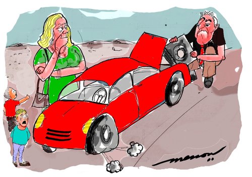 Cartoon: Stepney (medium) by kar2nist tagged stepney,tyre,car,bike,spare