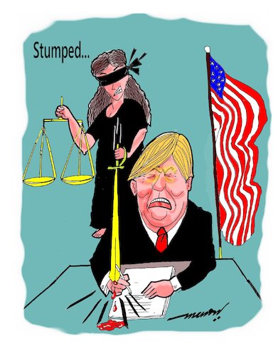 Cartoon: Stumped (medium) by kar2nist tagged trump,ordinances,court,stay