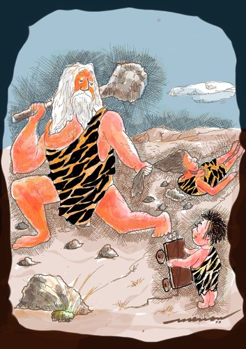 Cartoon: Use My Toy Papa (medium) by kar2nist tagged caveman,kids,toys