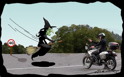 Cartoon: witch hunt (medium) by kar2nist tagged limit,speed,law,police,traffic,witch
