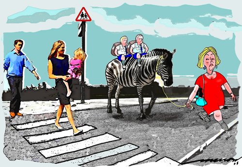 Cartoon: zebra crossing (medium) by kar2nist tagged zebra,crossing,school,road
