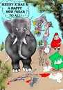 Cartoon: Happy new Year (small) by kar2nist tagged new year chrismas santa claus elephants gifts