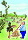 Cartoon: Total deforestation (small) by kar2nist tagged deforestation,global,warming,tree,felling,climatic,changes,plundering,nature