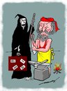 Cartoon: Workaholc (small) by kar2nist tagged worek,death,wars,blacksmith,innocents,killing