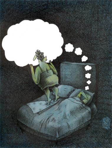 Cartoon: The spy (medium) by Gelico tagged humour,white,dream,sleep,woman,man,bed,cuba,cuban,gelico,canada