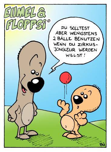 Cartoon: Eumel und Floppsi (medium) by Bülow tagged balls,ball,kinder,kids,jonglieren,jongleur,zirkus,artist,artistik