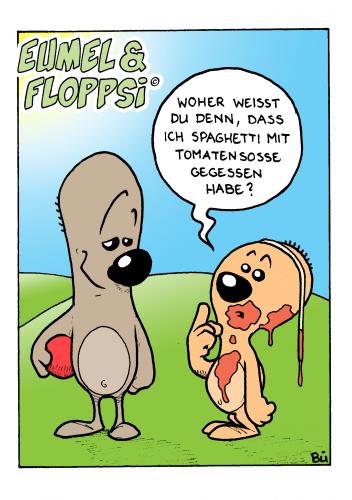 Cartoon: Eumel und Floppsi (medium) by Bülow tagged kids,kinder,spaghetti,meal,eating,essen,spaghetti,nudel,nudeln,tomatensoße,speise,essen,kind,kinder