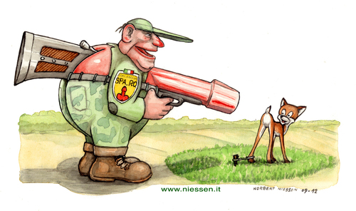 Cartoon: Cacciatore (medium) by Niessen tagged hunter,male,animal,kill,bad