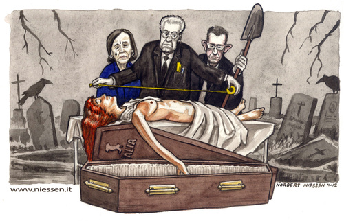 Cartoon: Il governo dei tecnici (medium) by Niessen tagged italy,government,grave,dead