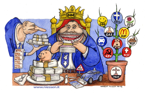 Cartoon: Mangiasoldi (medium) by Niessen tagged money,pig,politician,gangster