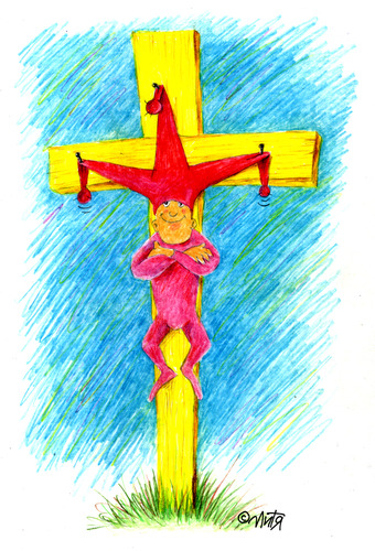 Cartoon: crucified clown (medium) by mitya_kononov tagged clown,crucified