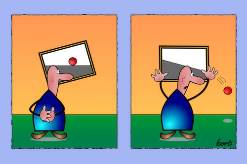 Cartoon: Das Bild hing schief... (medium) by berti tagged inkscape,picture,physik,vektor,rollt,kugel,schief,bild