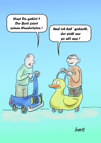 Cartoon: Der Hundertste (medium) by berti tagged 100,jubiläum,cartoon,alt