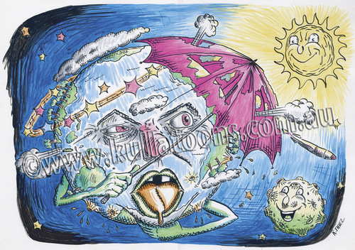 Cartoon: Sick Earth (medium) by kullatoons tagged sick,earth,ozone,layer