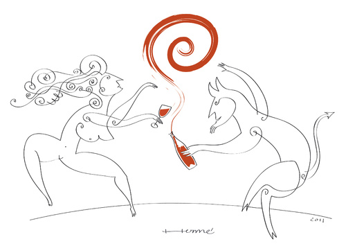 Cartoon: Bacante II (medium) by Herme tagged baco,dionisio,wine,bar,pub