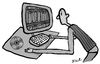 Cartoon: computer literature (small) by BiSch tagged computer,literature,books,internet,buch,literatur,library