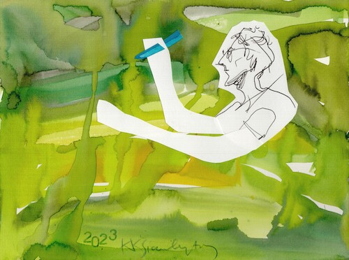 Cartoon: A painter looks for forms (medium) by Kestutis tagged paiter,dada,watercolor,form,art,kunst,kestutis,lithuania