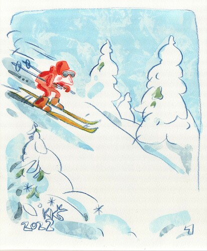 Cartoon: Alpine bells (medium) by Kestutis tagged alp,bell,winter,sport,kestutis,lithuania,snow,skiing