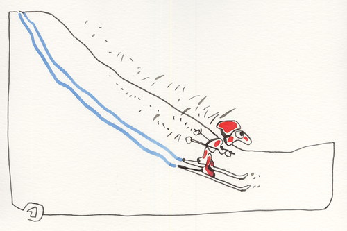 Cartoon: Alpine skiing adventures (medium) by Kestutis tagged alpine,skiing,winter,sports,olympic,snow,sochi,2014,kestutis,lithuania,mountains