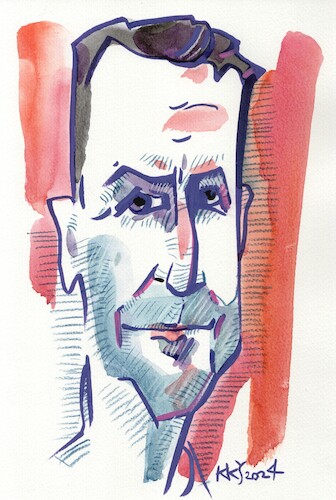 Cartoon: Artist Albertas Vaidila (medium) by Kestutis tagged artist,kestutis,lithuania,sketch