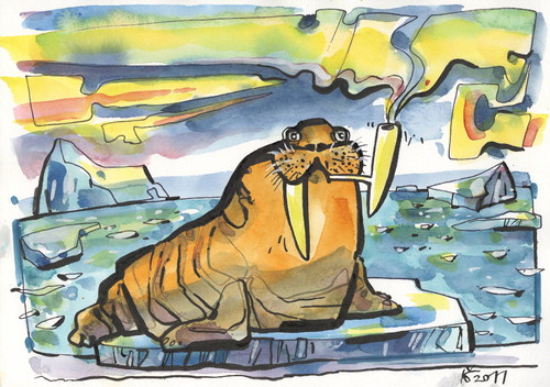 Cartoon: AURORA BOREALIS. NORDLICHT (medium) by Kestutis tagged cartoon,rohr,pipe,story,geschichte,nordlicht,borealis,aurora,seepferdchen,seahorse,lights,polar