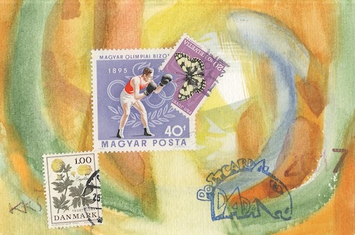 Cartoon: Boxing. Butterfly dance (medium) by Kestutis tagged butterfly,dance,boxing,dada,postcard,mail,art,cunst,postage,stamp,kestutis,lithuania