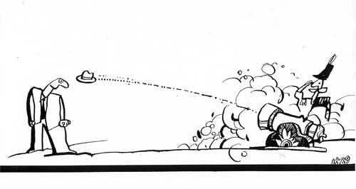 Cartoon: CAREER (medium) by Kestutis tagged cannon,hat,career,kestutis,sluota