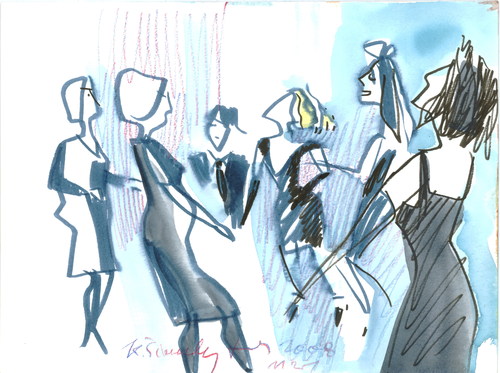 Cartoon: DANCE (medium) by Kestutis tagged dance,night,tanzen,nacht,girls,sketch