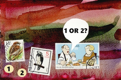 Cartoon: Eating an egg (medium) by Kestutis tagged egg,stamp,stories,loriot,kestutis,lithuania,art,kunst,dada,postcard