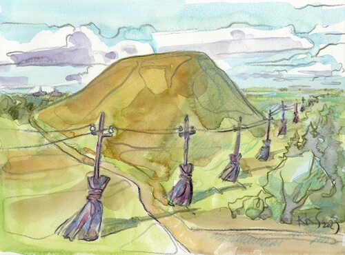 Cartoon: Electrification at Witch Hill (medium) by Kestutis tagged witch,kestutis,lithuania,electricity,summer