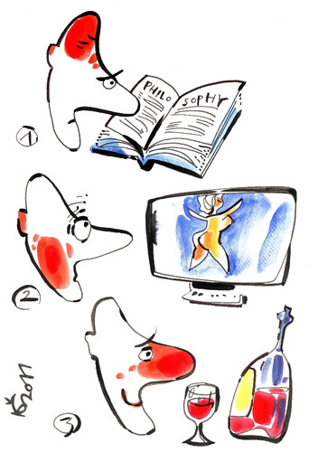 Cartoon: ELOQUENT SILENCE (medium) by Kestutis tagged wine,man,woman,book