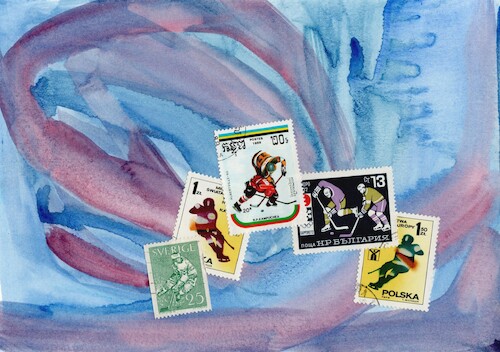 Cartoon: Eternal Games (medium) by Kestutis tagged winter,sports,olympic,games,milan,cortina,ice,hockey,kestutis,lithuania,dada,postcard,briefmarke