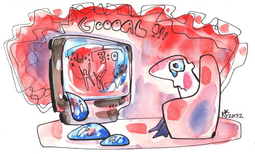 Cartoon: EYES. AUGEN. AKYS (medium) by Kestutis tagged eyes,fußball,tv,euro,2012,fussball,goal,soccer,tears,fan,football,augen,sport