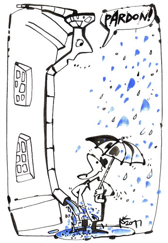 Cartoon: HAPPENING IN THE RAIN (medium) by Kestutis tagged umbrella,regenschirm,rain,happening,pardon