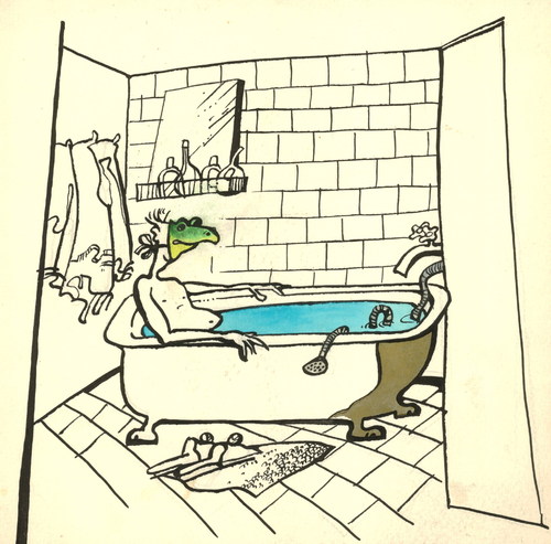 Cartoon: HUMAN AND NATURE (medium) by Kestutis tagged human,nature,frog,bathroom
