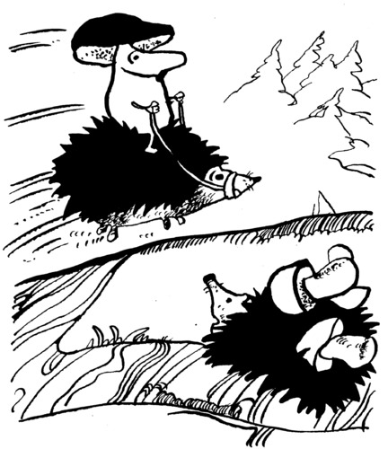 Cartoon: In the forest (medium) by Kestutis tagged pilz,igel,mushroom,hedgehog,forest,adventure,animal,wald,lithuania,siaulytis,kestutis,nature
