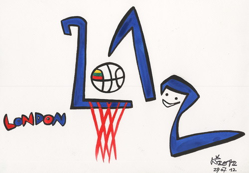 Cartoon: LONDON OLYMPICS AND BASKETBALL (medium) by Kestutis tagged london,2012,olympics,basketball,logo,lithuania,team,kestutis,sport,summer
