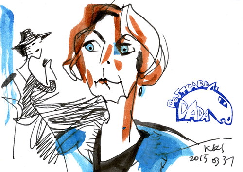 Cartoon: My wife. Dalia (medium) by Kestutis tagged sketch,kestutis,lithuania,postcard