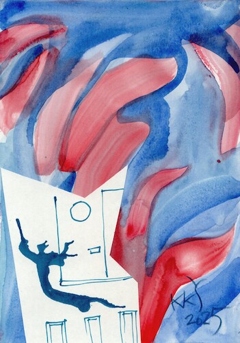 Cartoon: Orchestra conductor (medium) by Kestutis tagged orchestra,conductor,dada,watercolor,kestutis,lithuania