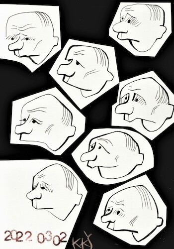 Cartoon: Putin listens to news from U N (medium) by Kestutis tagged putin,united,nations,un,russia,ukraine,war,kestutis,lithuania