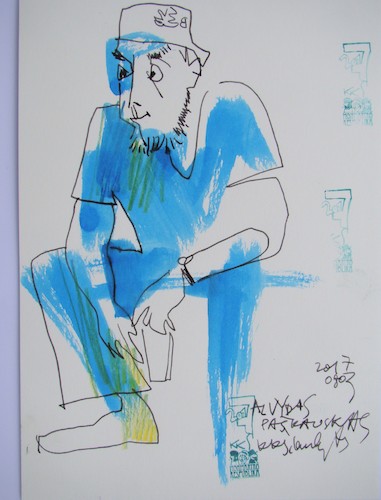 Cartoon: Sculptor Alvydas Paskauskas (medium) by Kestutis tagged sketch,kestutis,lithuania,art,kunst