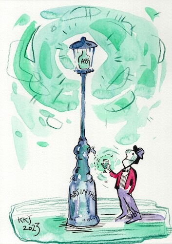 Cartoon: Secrets of Paris. Absinthe (medium) by Kestutis tagged absinthe,paris,secret,alcohol,kestutis,lithuania