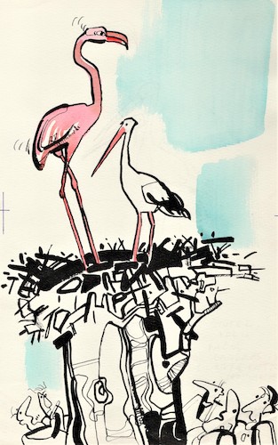 Cartoon: Storks new wife (medium) by Kestutis tagged wife,stork,africa,kestutis,lithuania,spring