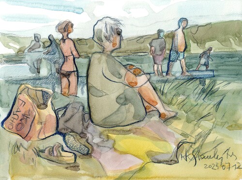Cartoon: Summer by the lake 3 (medium) by Kestutis tagged summer,lake,sketch,kestutis,lithuania,art,kunst