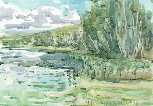 Cartoon: Summer by the lake 4 (medium) by Kestutis tagged summer,lake,watercolor,art,kunst,kestutis,lithuania